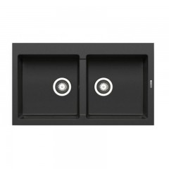 Pyramis 070071311 Athlos 2B Ένθετος Νεροχύτης από Συνθετικό Γρανίτη Μ86xΠ50cm Graphite Carbon